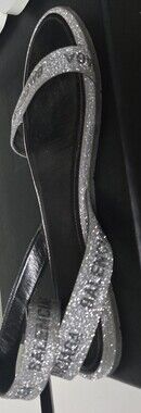 Silver Glitter Strappy Sandals
